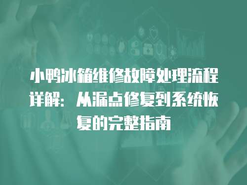 小鴨冰箱維修故障處理流程詳解：從漏點修復到系統恢復的完整指南