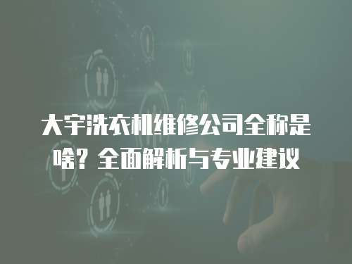 大宇洗衣機維修公司全稱是啥？全面解析與專業建議