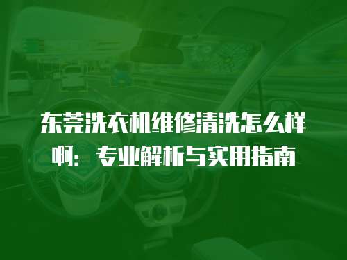 東莞洗衣機維修清洗怎么樣啊：專業解析與實用指南