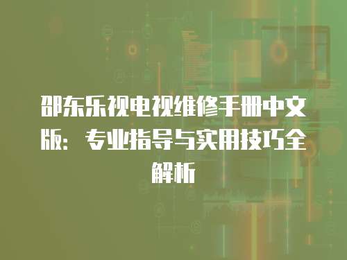邵東樂視電視維修手冊中文版：專業(yè)指導(dǎo)與實用技巧全解析