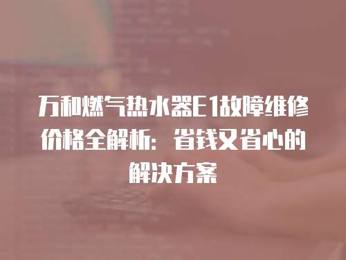 萬和燃氣熱水器E1故障維修價格全解析：省錢又省心的解決方案