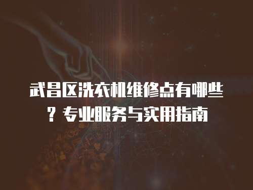 武昌區(qū)洗衣機維修點有哪些？專業(yè)服務與實用指南