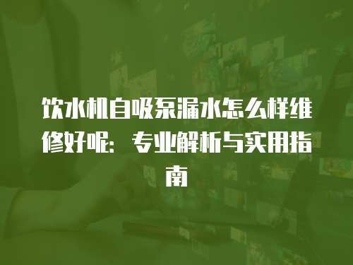 飲水機(jī)自吸泵漏水怎么樣維修好呢：專業(yè)解析與實(shí)用指南