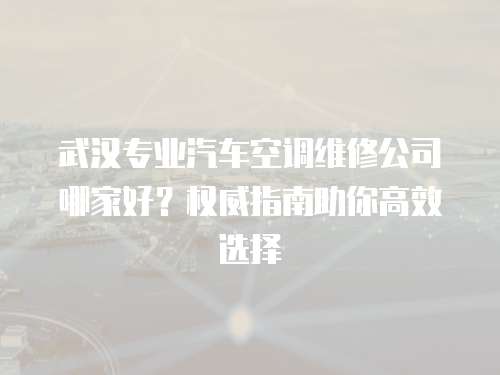 武漢專業汽車空調維修公司哪家好？權威指南助你高效選擇