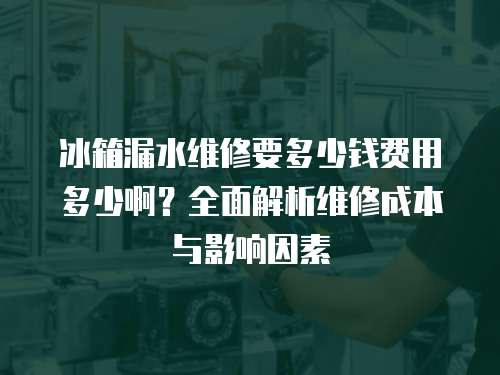 冰箱漏水維修要多少錢費用多少啊？全面解析維修成本與影響因素