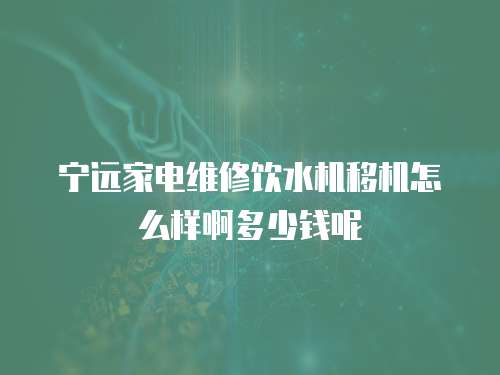 寧遠(yuǎn)家電維修飲水機移機怎么樣啊多少錢呢