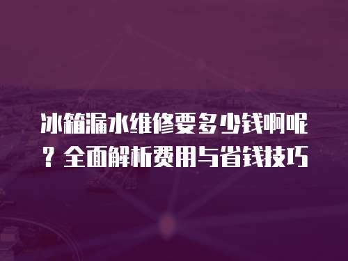 冰箱漏水維修要多少錢啊呢？全面解析費用與省錢技巧