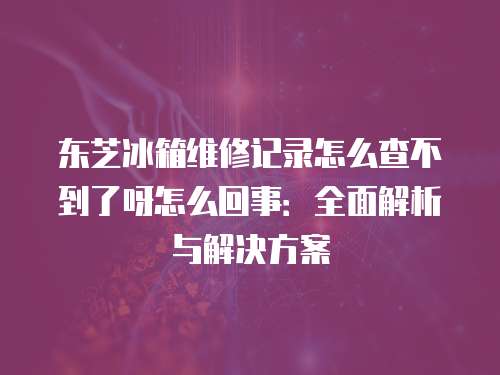 東芝冰箱維修記錄怎么查不到了呀怎么回事：全面解析與解決方案