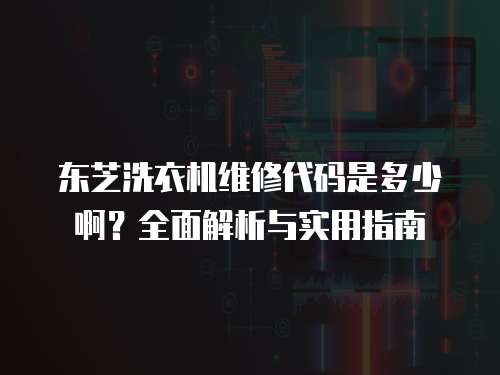 東芝洗衣機維修代碼是多少啊？全面解析與實用指南