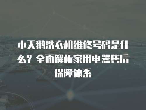 小天鵝洗衣機維修號碼是什么？全面解析家用電器售后保障體系