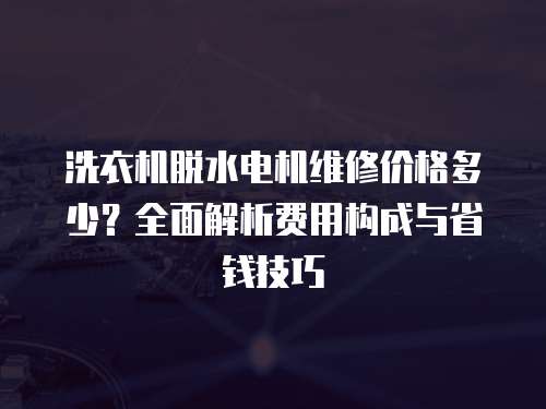 洗衣機脫水電機維修價格多少？全面解析費用構成與省錢技巧