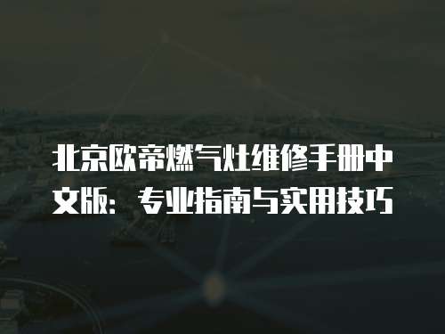 北京歐帝燃氣灶維修手冊中文版：專業指南與實用技巧