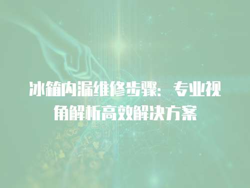 冰箱內漏維修步驟：專業視角解析高效解決方案