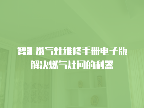 智匯燃氣灶維修手冊電子版解決燃氣灶問的利器