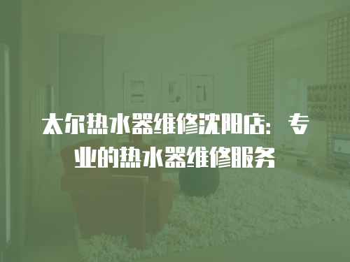太爾熱水器維修沈陽店：專業的熱水器維修服務